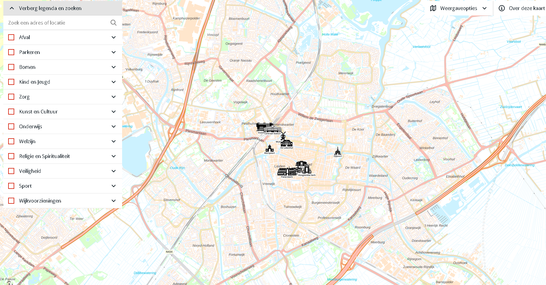 Screenshot van gemeente Leiden kaart class=